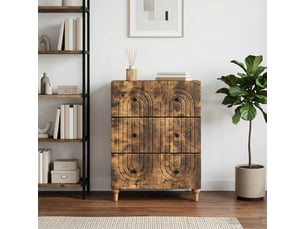 Armoire de rangement bureau, armoire à tiroirs chêne fumé 66 x 34,5 x 90 cm shl24