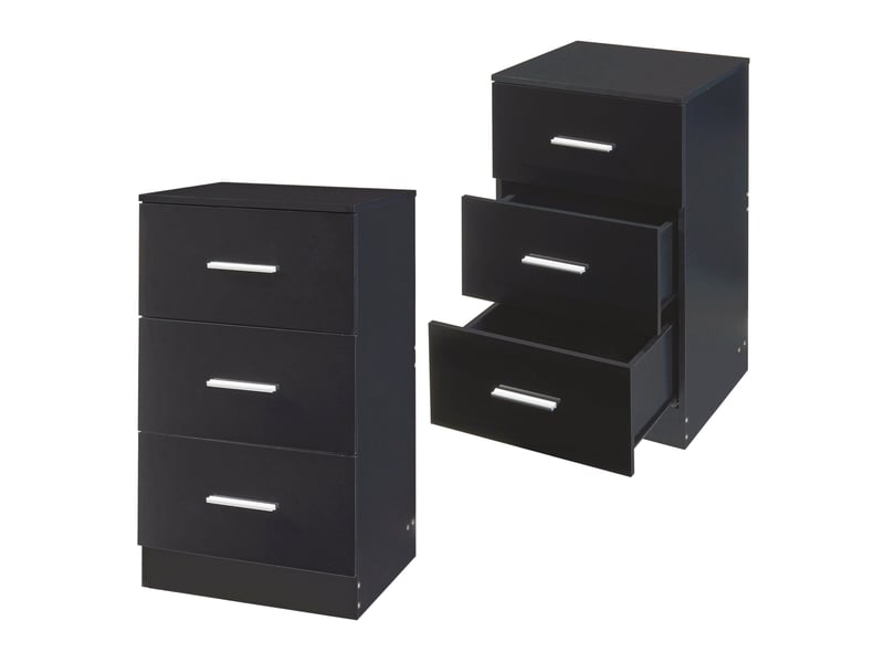 Set de 2 tables de chevet avec 3 tiroirs panneau de particules 66 x 37 x 35 cm noir b ant 03_0010607  - Conforama A