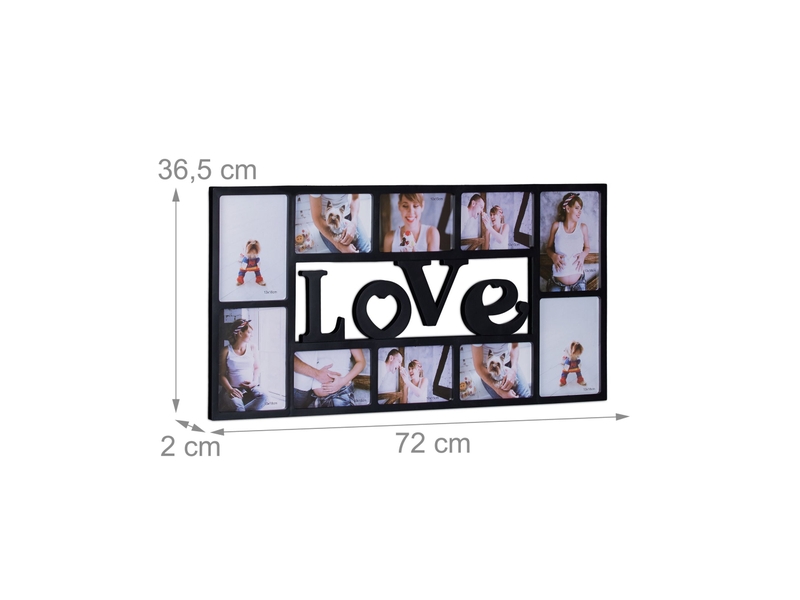  Cadre photos mural décoratif pour 10 photos 36,5 x 72 x 2 cm en plastique noir 13_0008606  - Conforama B