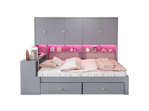 Lit combiné 90x200 cm <strong>OKMYHOME</strong> <strong></strong> coloris gris