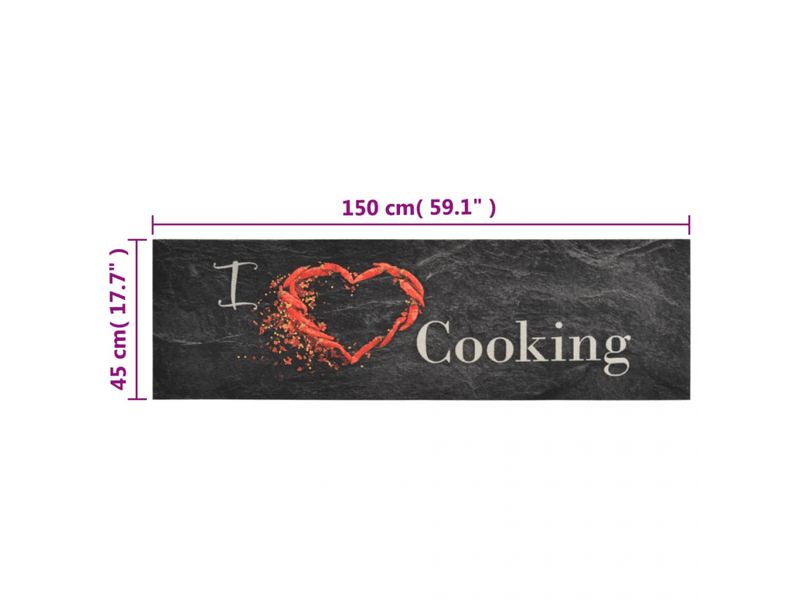  Tapis de cuisine lavable en velours cooking noir 45x150 cm - comfortxl 136549 - Conforama E