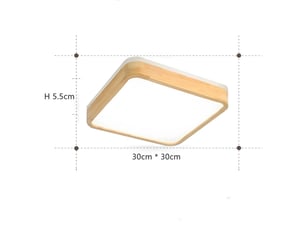 Plafonnier led en bois forme carré bois naturel à 360° 40x40cm