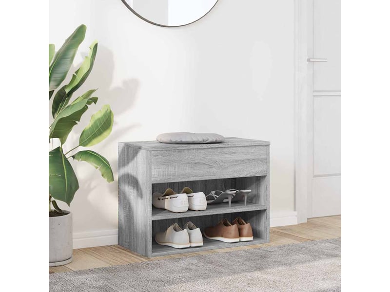  Banc à chaussures, meuble à chaussures sonoma gris 60x30x45 cm bois d'ingénierie  - Conforama C