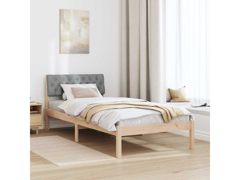  Lit simple- lit adulte -  cadre de lit avec tête de lit marron et gris clair 90 x 190 cm  - Conforama C