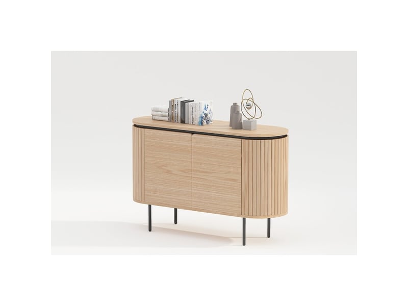  Buffet 120 cm 2 portes chêne clair et noir – collection sören  - Conforama E