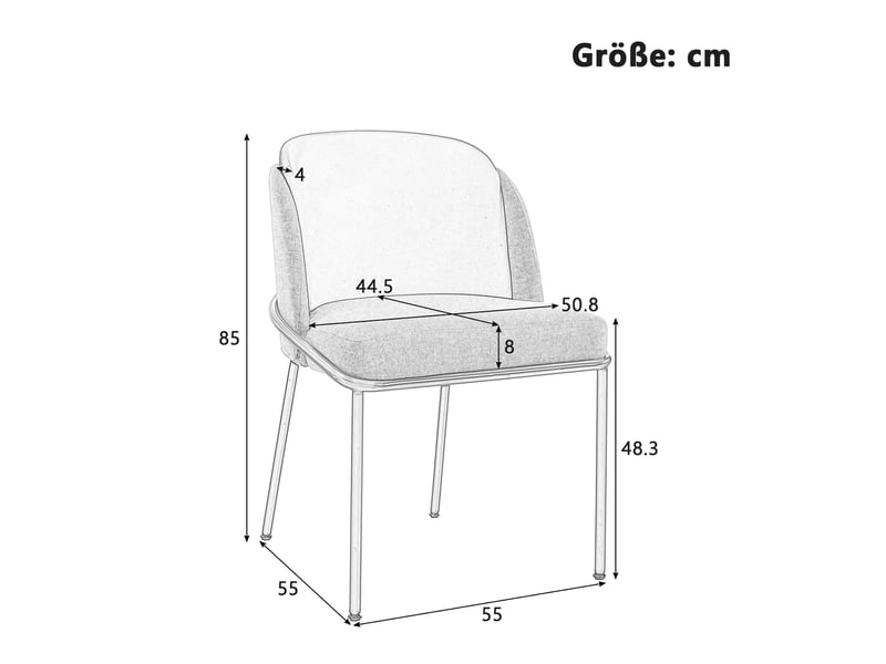 Lot de 6 chaises de salle à manger en similicuir beige et kaki, dossier ergonomique, pieds inclinés en métal, patins réglables, charge 150 kg - Conforama E