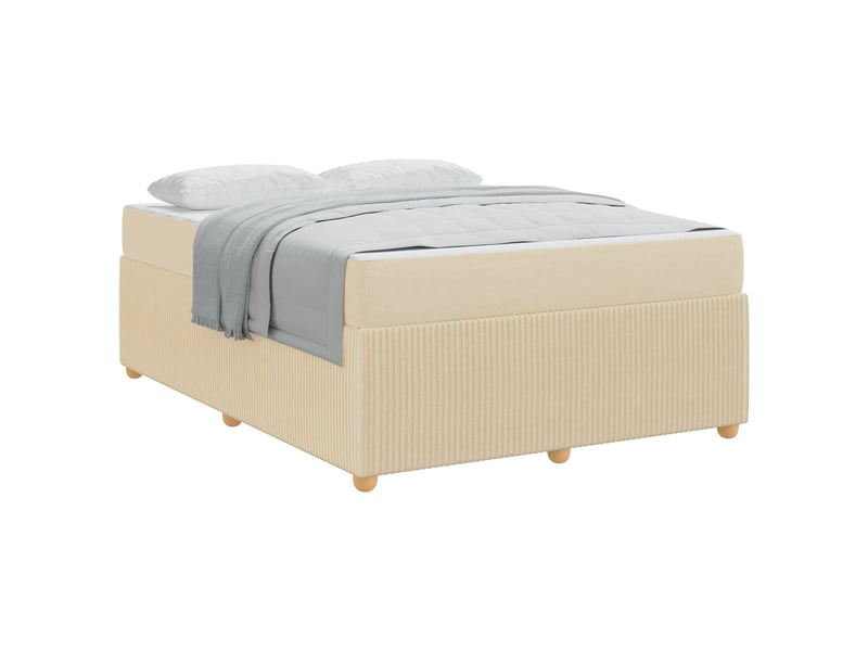  Lit double | lit adulte | cadre de lit avec matelas crème 140x200 cm tissu  - Conforama A