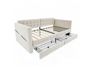 Lit banquette 90x190 cm <strong>BGSRYAO</strong>  <strong></strong> coloris beige