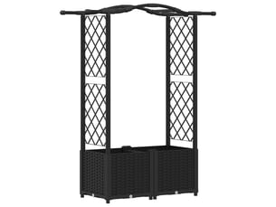 Jardinière - lit élevé avec treillis et toit noir 125 x 40 x 138 cm pp