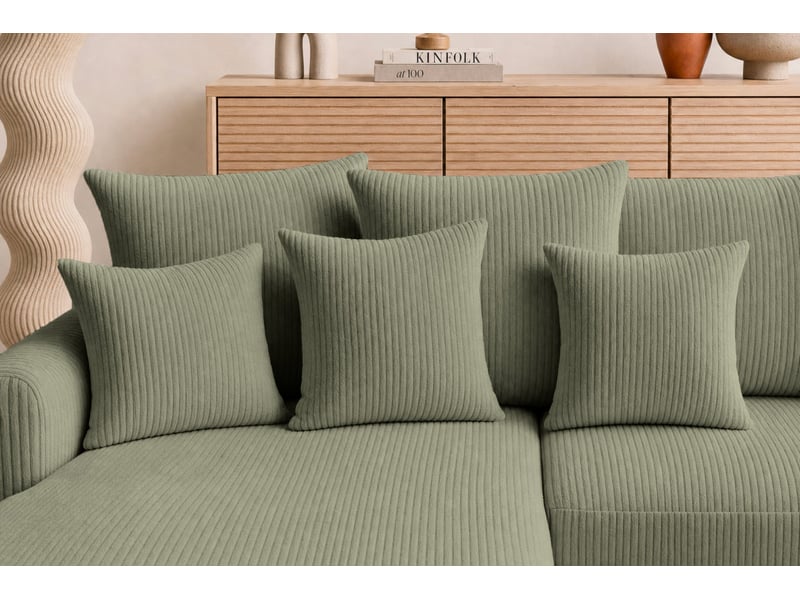  Portofino - canapé d'angle convertible petit velours côtelé 3 places vert  - Conforama E