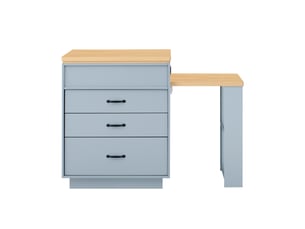 Table repas extensible rangement mobile 125 à 187 cm mdf bleu led usb cuisine bar homvra