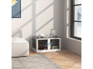 Boîte de rangement pliable et empilable 99l en plastique avec couvercle et 4 roulettes, blanc, accès à 5 côtés