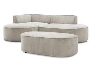 Canapé d'angle gauche fixe BOBOCHIC ROUSSEAU 5 places Tissu Beige
