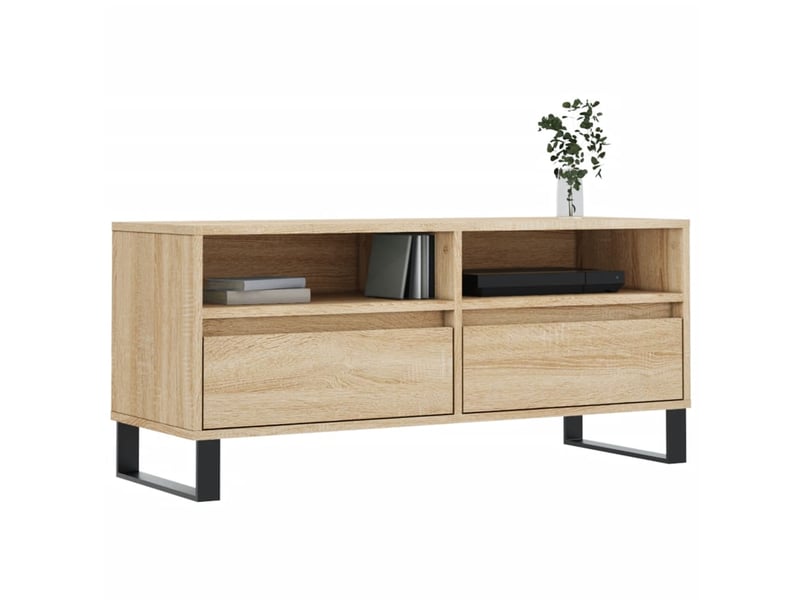  Meuble tv - banc tv - meuble de rangement chêne sonoma 100x34,5x44,5 cm bois d'ingénierie  - Conforama C