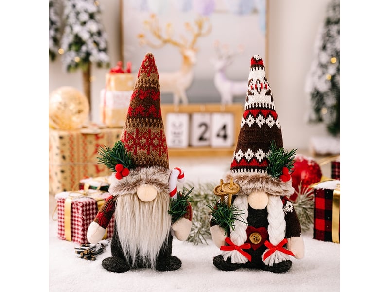  Traîneau de noel lot de 2 deco noël peluche elfe christmas décoration pour maison cuisine 28x7cm rouge  - Conforama D