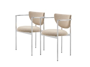 Lot de 2 chaises de salle à manger 45x75 cm avec accoudoirs coloris kaki clair