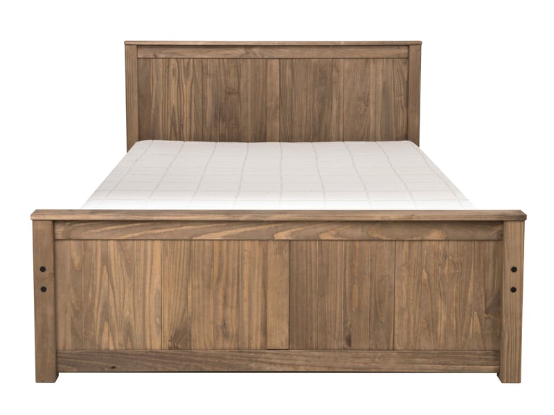 Lit adulte 140x200 cm avec set de 2 tiroirs ALONG ciré finition coloris teck - Conforama C