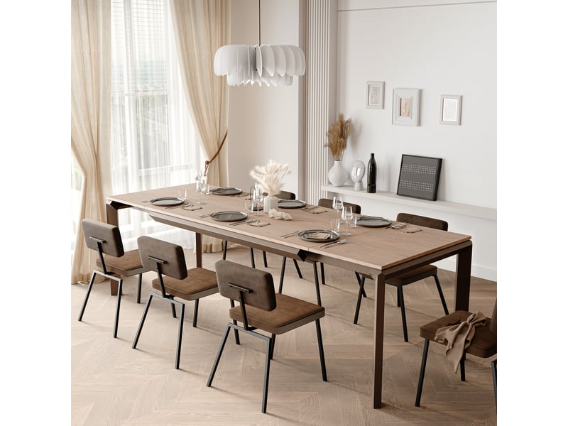 Table à manger extensible faro - 6-8 personnes - rectangulaire - 160x90x76 cm - cremona marron FARO - Conforama C