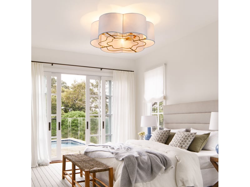  Ventilateur de plafond 19 pouces avec éclairage, 6 vitesses réversibles, commande app et télécommande, or et blanc  - Conforama E