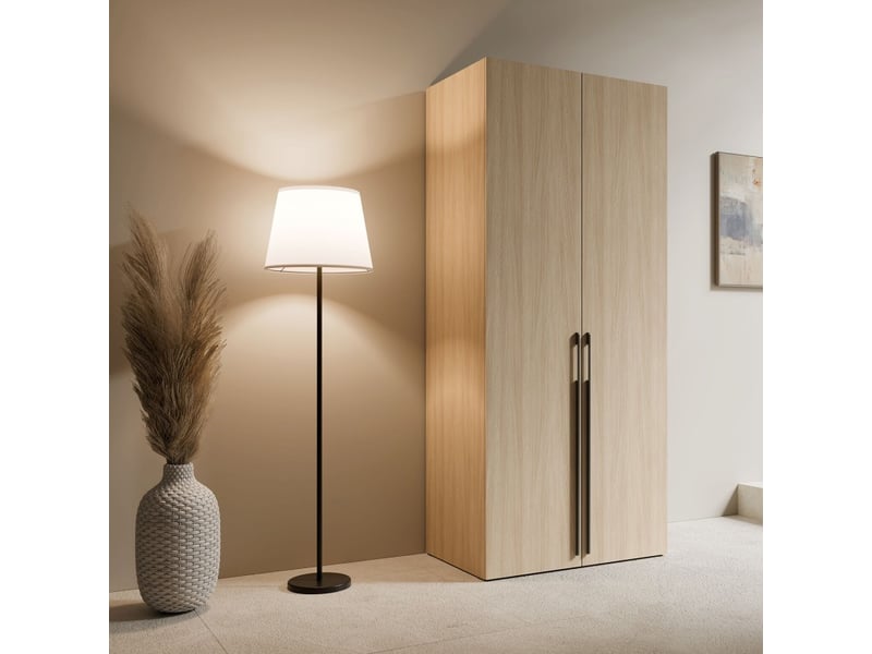  Armoire soria 90 cm chêne et noir – 2 portes battantes  - Conforama B