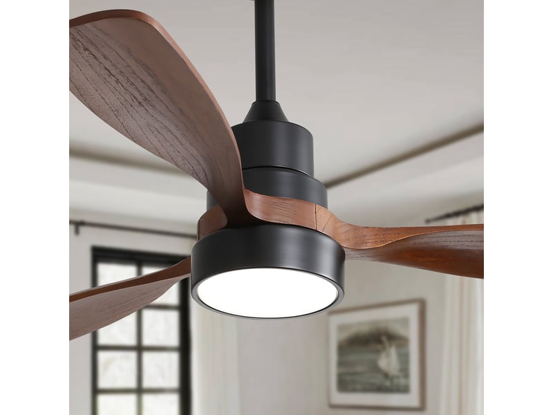  Ventilateur de plafond bois massif 122 cm avec télécommande et moteur dc réversible silencieux pour salon  - Conforama R