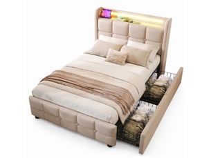 Lit avec rangement 90x200 cm TCQPZ   coloris beige