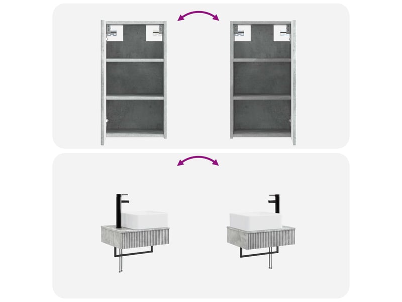  Ensemble de mobilier de salle de bain 3 pc gris béton cf64385  - Conforama E