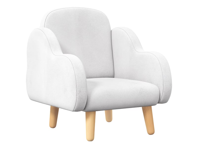  Fauteuil pour enfant design scandinave nuage grand confort avec piètement inclinés et tissu 46 x 51 x 55 cm blanc  - Conforama B