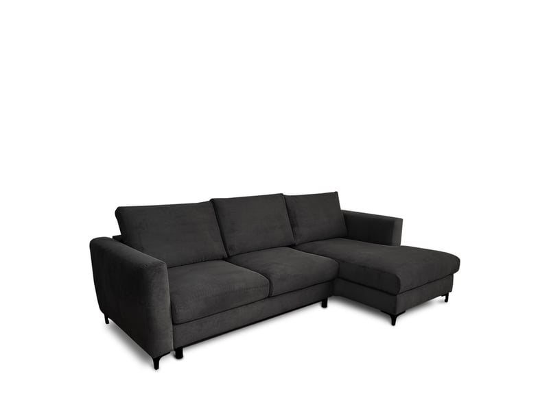  Canapé d'angle droit convertible - 4 places - velours côtelé - fiesole - noir 3CA52.CA.4AC.D.19 - Conforama E