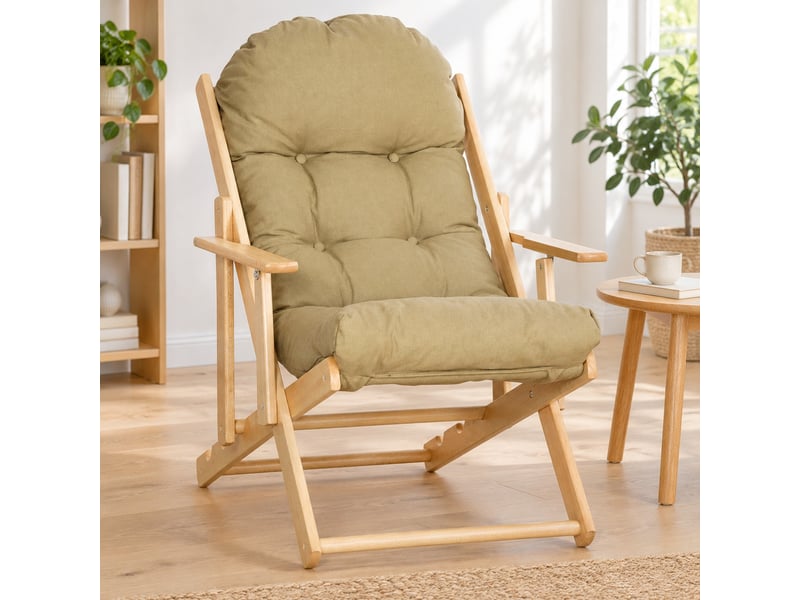  Fauteuil relax pliable marron en tissu aspect lin, dossier réglable 3 positions  - Conforama D