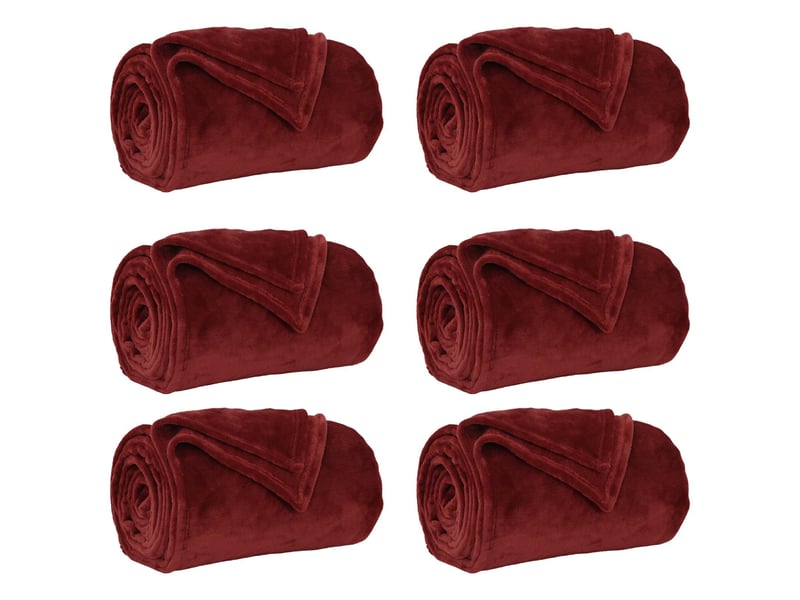 Couverture jetée de canapé 6 pcs bordeaux 150x200 cm 4.68 kg polaire - Conforama A