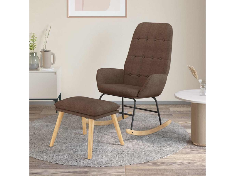  Vidaxl chaise à bascule avec repose-pied taupe tissu  - Conforama B