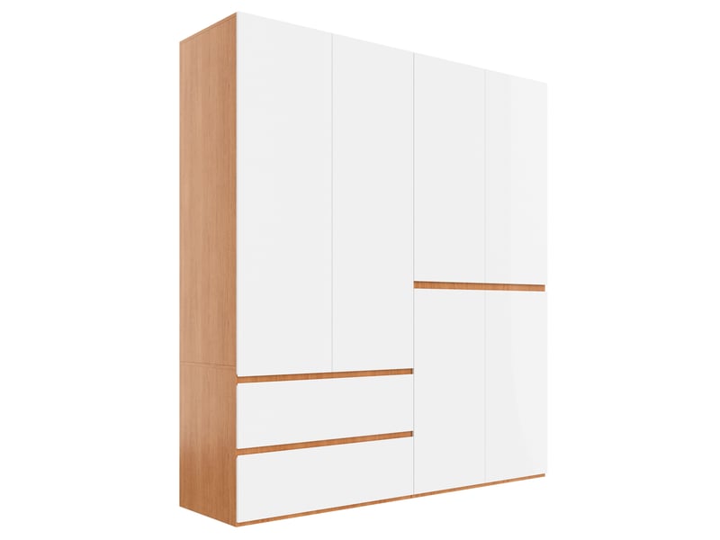  Armoire 180x50x200 cm à 6 portes avec 2 tringles et 5 tiroirs mdf et panneau de particules couleur blanc  - Conforama A