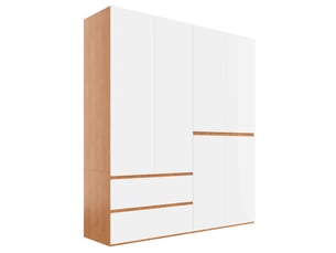 Armoire 180x50x200 cm à 6 portes avec 2 tringles et 5 tiroirs mdf et panneau de particules couleur blanc