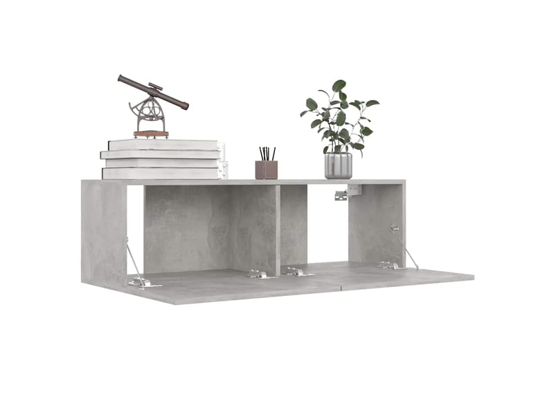  Lot de 4 meuble tv bas salon gris béton 100x30x30 cm bois d'ingénierie  - Conforama D