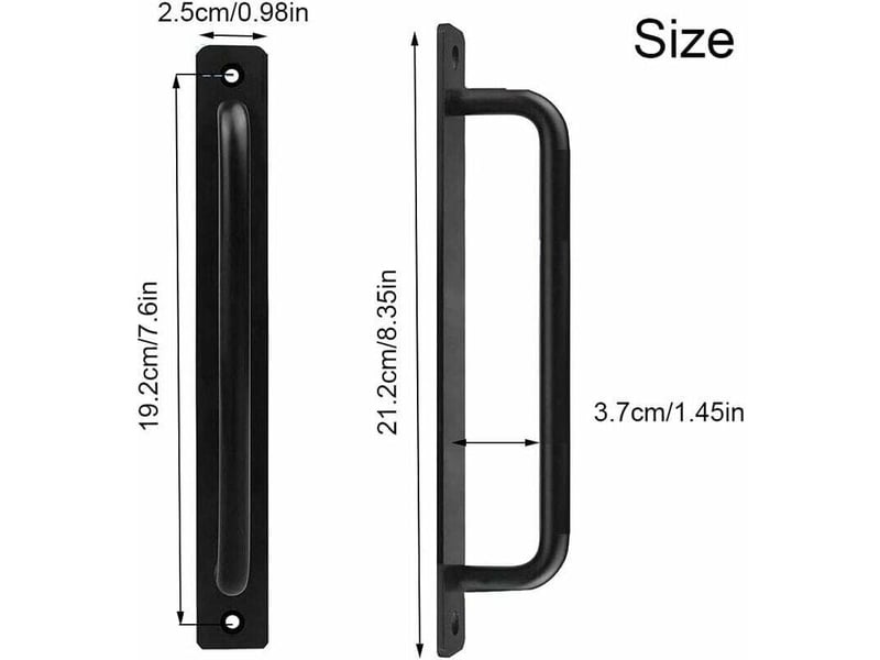 2 pieces poignée porte grange coulissante, poignées porte intérieure extérieure, poignée de traction noire robuste, poignées porte noir avec - Conforama C