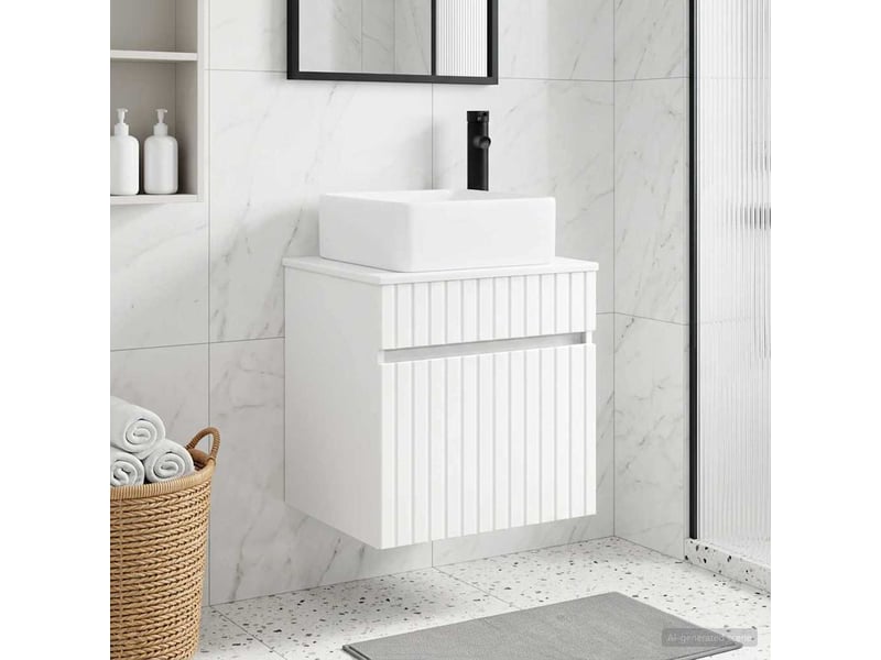Meuble de lavabo mural, rangement salle de bain blanc 49x41x63cm bois d'ingénierie shl5656 - Conforama B