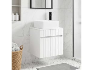 Meuble de lavabo mural, rangement salle de bain blanc 49x41x63cm bois d'ingénierie shl5656