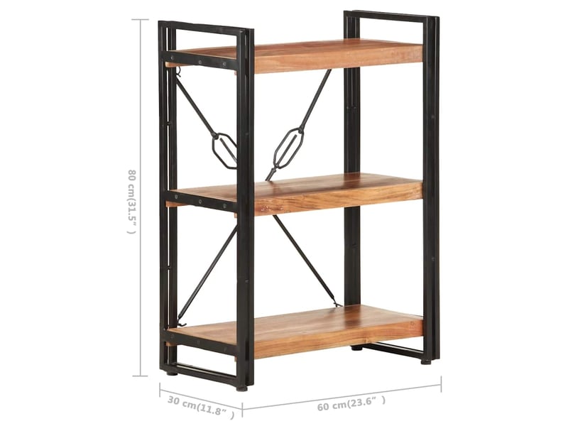  Bibliothèque à 3 niveaux, armoire à livres 60x30x80 cm bois d'acacia massif  - Conforama E