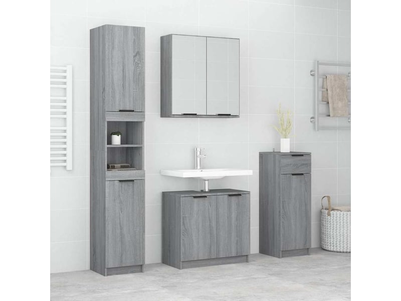  Ensemble d'armoires de salle de bain 4 pcs sonoma gris cf63026  - Conforama B