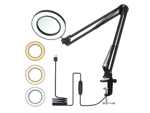 Lampe de bureau led clip 48 led 360° noir rechargeable usb 3 températures 300040006000k