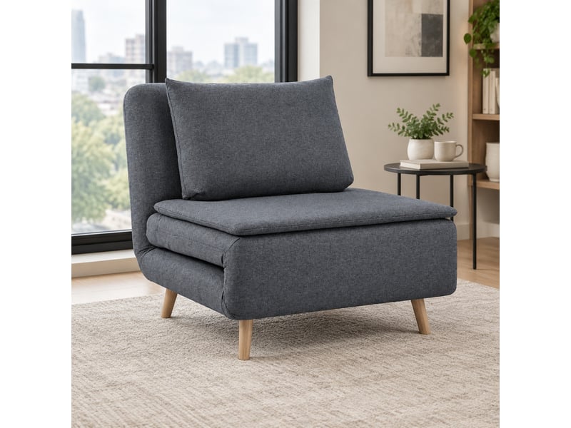  Fauteuil-lit 3-en-1,95x90x80 cm,avec dossier réglable,polyester,gris  - Conforama B