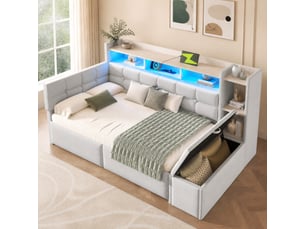 Lit banquette 90x190 cm <strong>HAVRYA</strong>  <strong></strong> coloris blanc