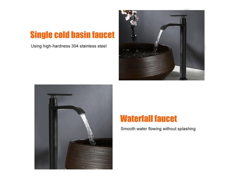  Robinet froid simple en acier inoxydable g12 304, robinet de salle de bains, évier noir  - Conforama D