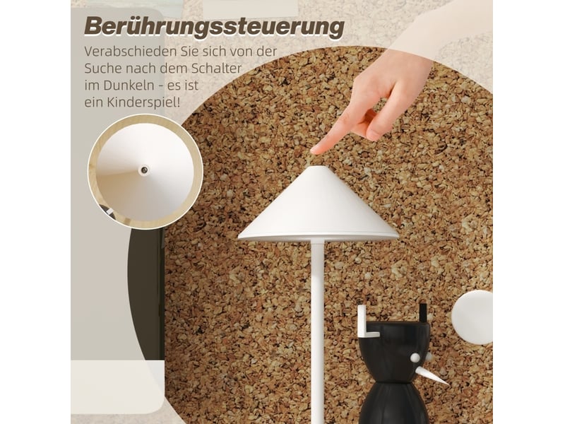  Lampe de table lot de 2 ø15 x h31,5 cm en métal rechargeable usb avec led amovible et commande tactile blanche chicfurn  - Conforama E