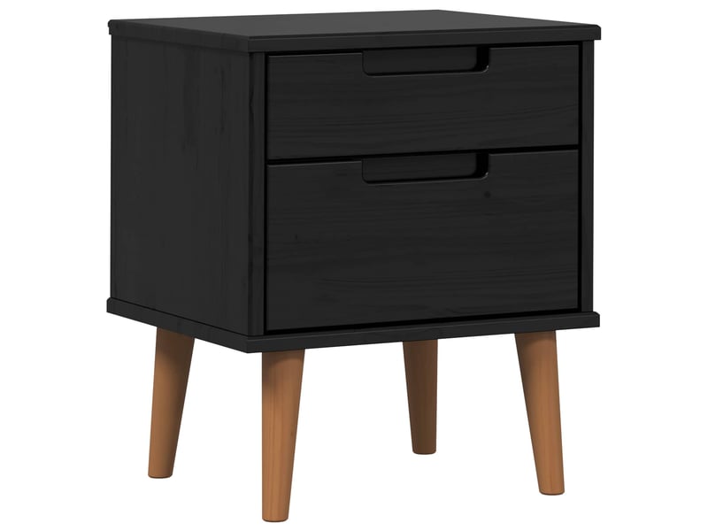  Table de chevet avec tiroir noir 40 x 35 x 48 cm pin massif  - Conforama A
