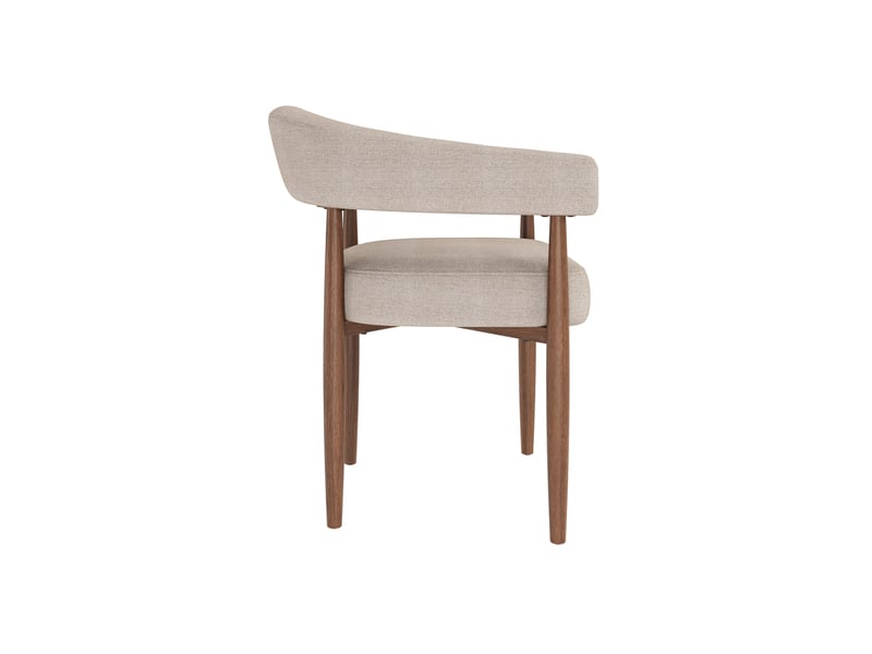  Lot de 4 chaises de salle à manger avec accoudoirs 60x59x75 cm en chenille taupe  - Conforama R