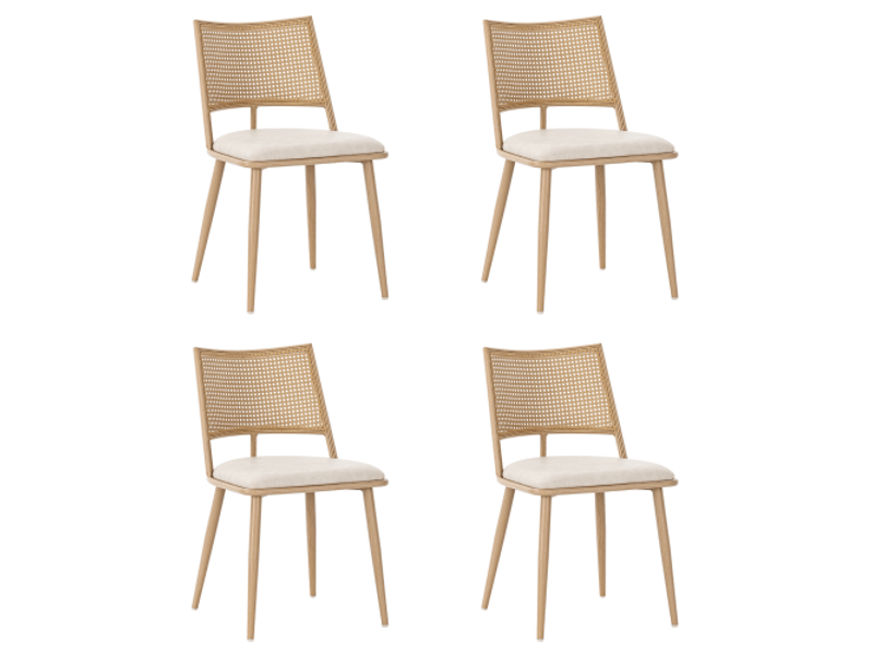  Lot de 4 chaises en rotin coloris naturel chaise naturel - Conforama A