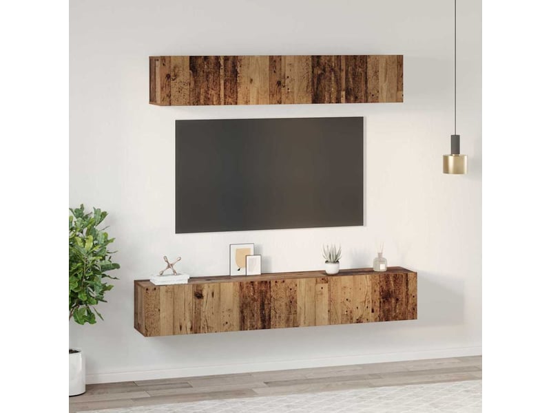  Ensemble meuble tv - banc tv - meuble de rangement 5 pcs bois ancien bois d'ingénierie  - Conforama D