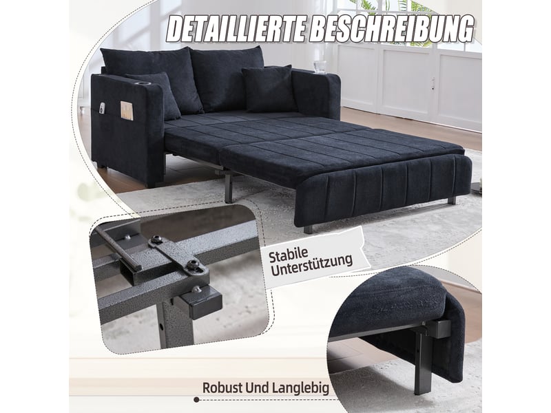  Canapé de salon, canapé chenille; en chenille, porte-gobelets, port usb, avec accoudoirs  - Conforama W